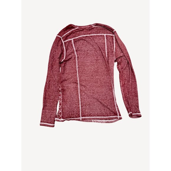 Buckle Black Mens Long-Sleeve Burgundy Top With Button Neck Design - Picture 2 of 3